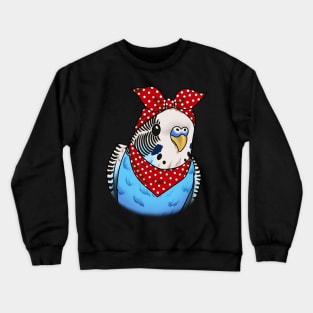 Adorable Budgie Mom with a Pop of Red Polka: A Stylish Avian Delight Crewneck Sweatshirt